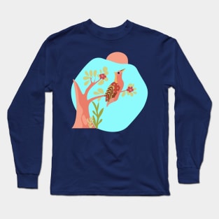 Exotic Jungle Bird Perched on Tree Long Sleeve T-Shirt